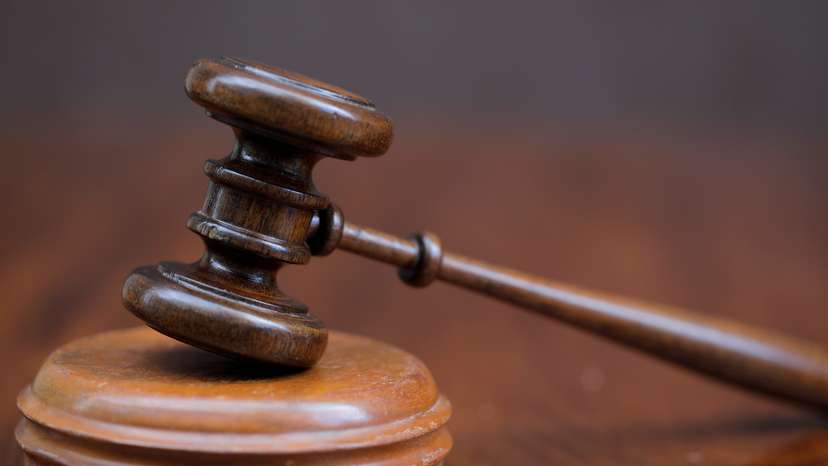 A gavel and a block is pictured at the George Glazer Gallery antique store in this illustration picture taken in Manhattan, New York City