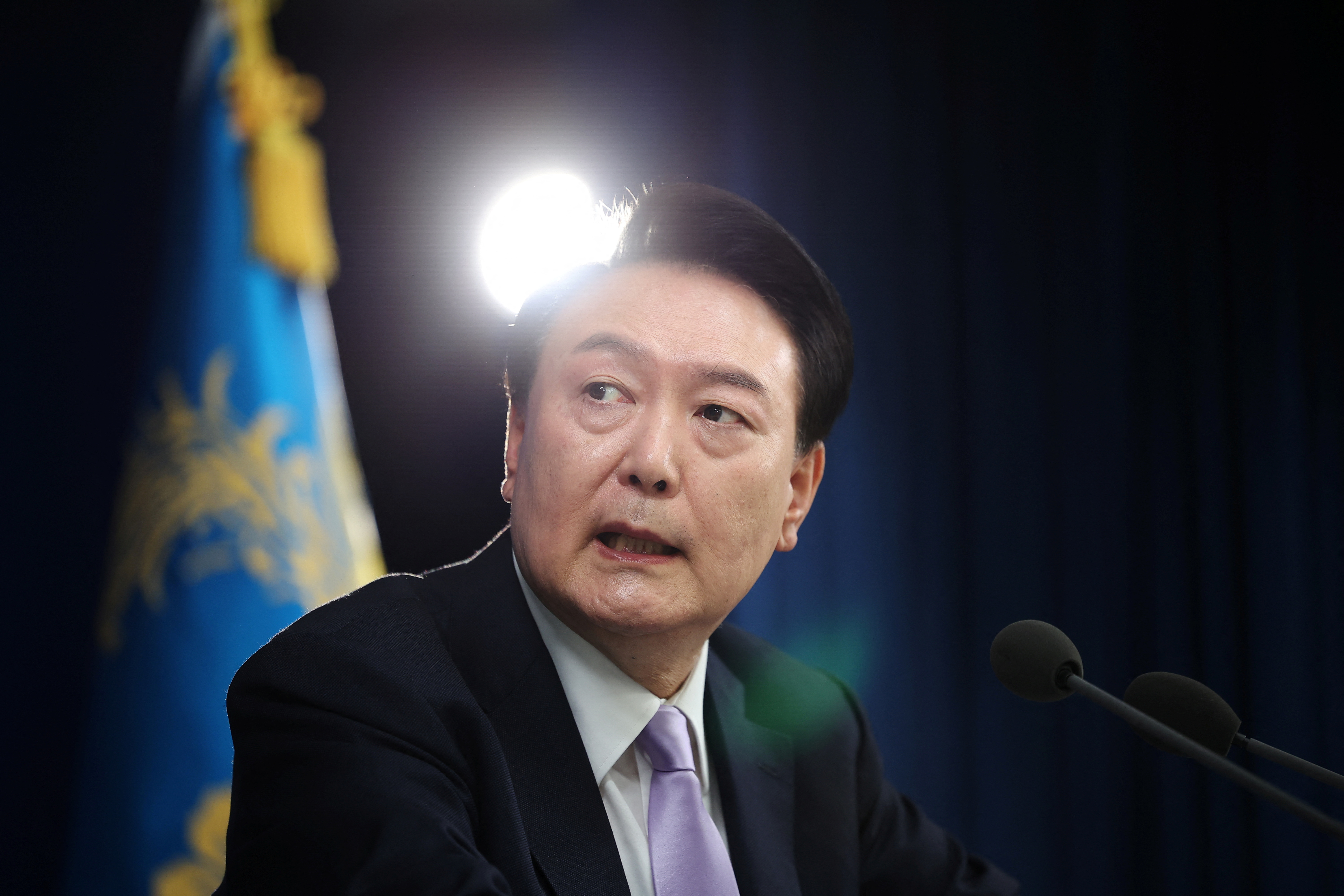 South Korean President Yoon Suk Yeol holds a press conference