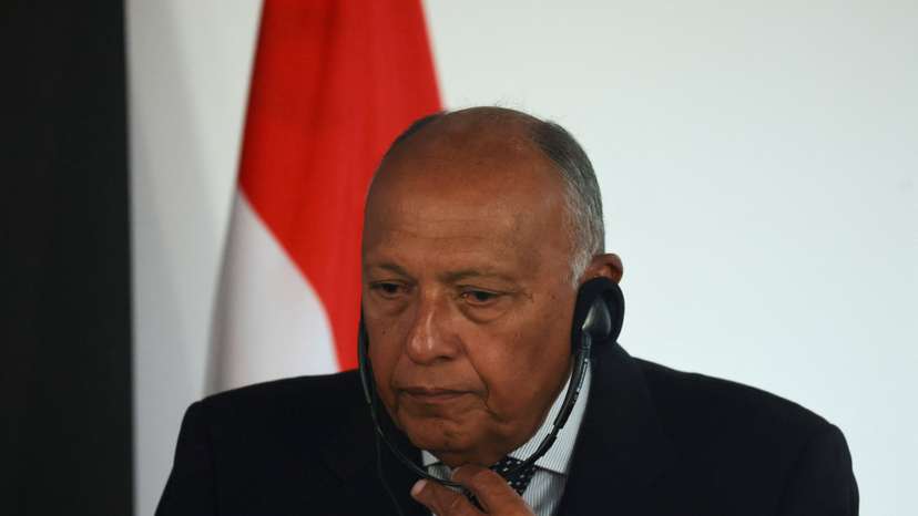 Egyptian Foreign Minister Sameh Shoukry meets his French counterpart Stephane Sejourne, in Cairo