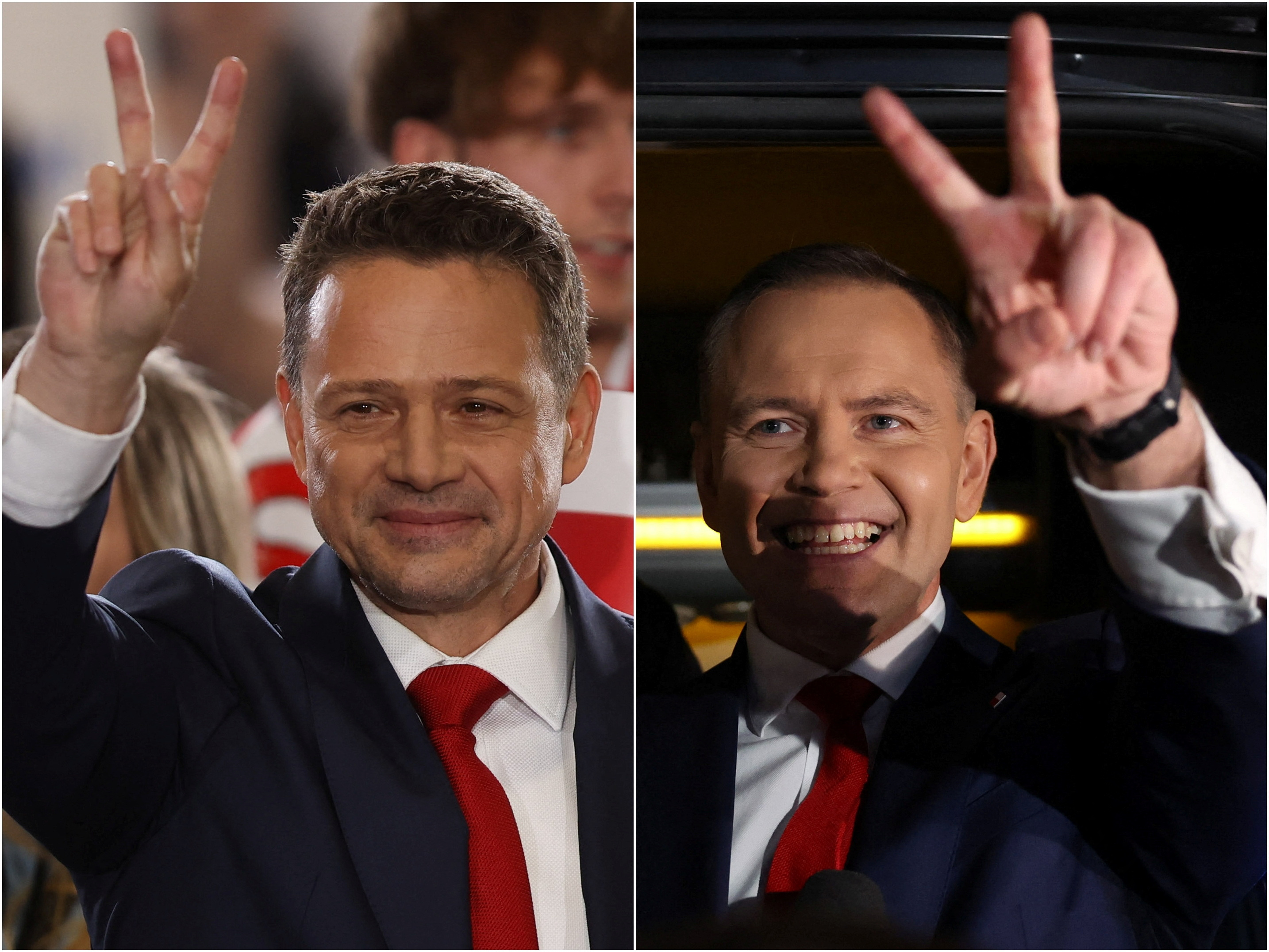 A combination picture shows Karol Nawrocki and Rafal Trzaskowski, leading candidates in the Polish presidential election