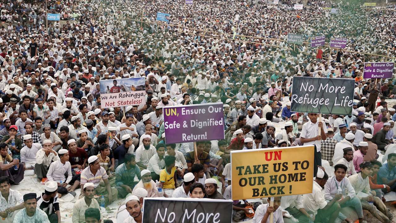 Rohingya refugees attend Ramadan Solidarity Iftar at the Rohingya refugee camp in Cox's Bazar