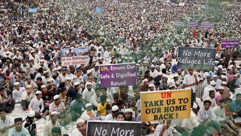 Rohingya refugees attend Ramadan Solidarity Iftar at the Rohingya refugee camp in Cox's Bazar