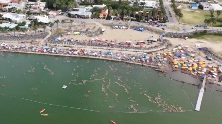 Argentina’s Mar Chiquita hosts mass floating fest