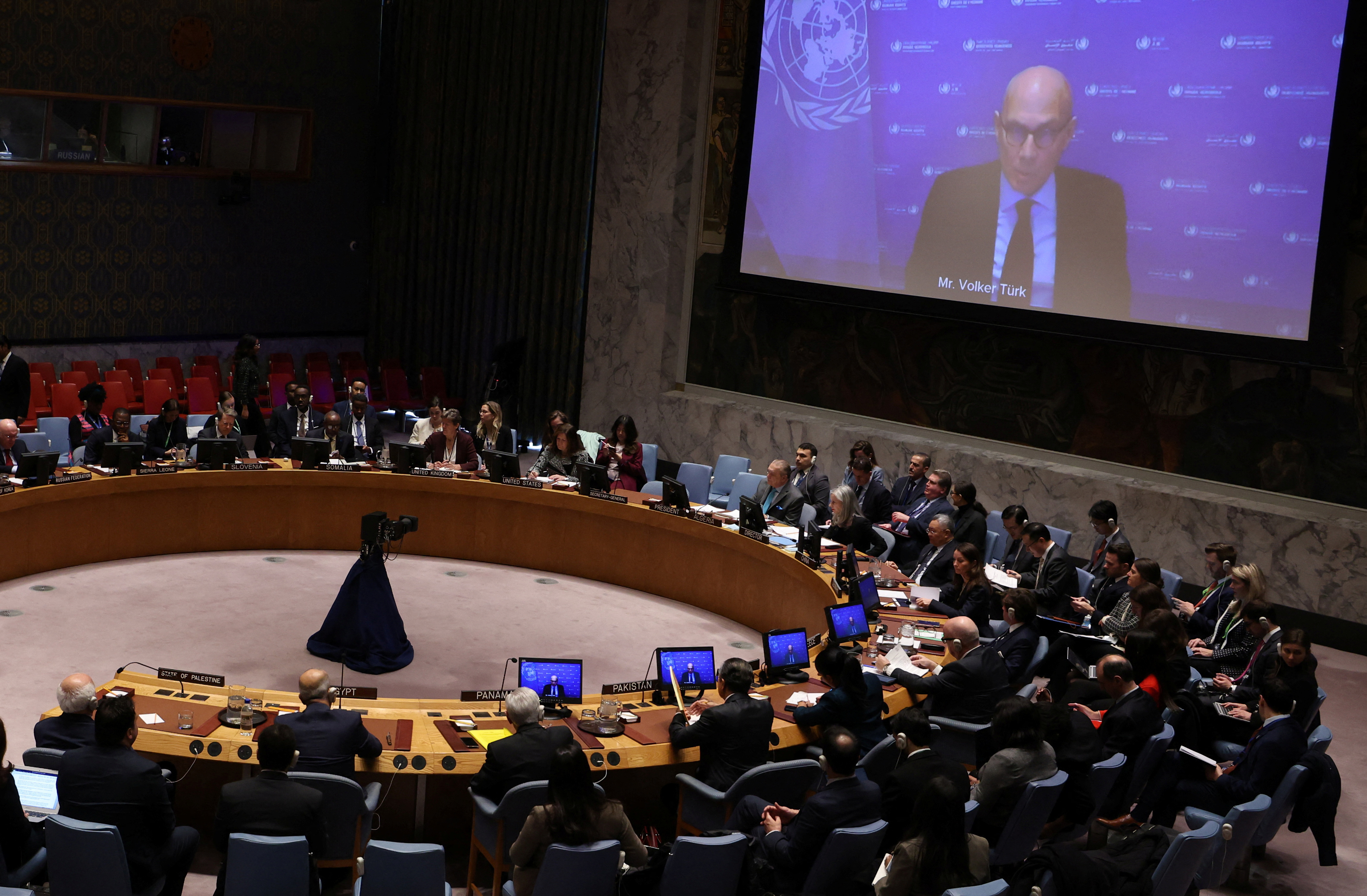 Volker Turk briefs first meeting of the United Nations Security Council of 2025 in New York