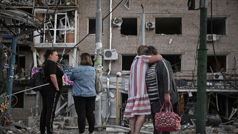 Aftermath of a Russian drone and missile strike in Zaporizhzhia