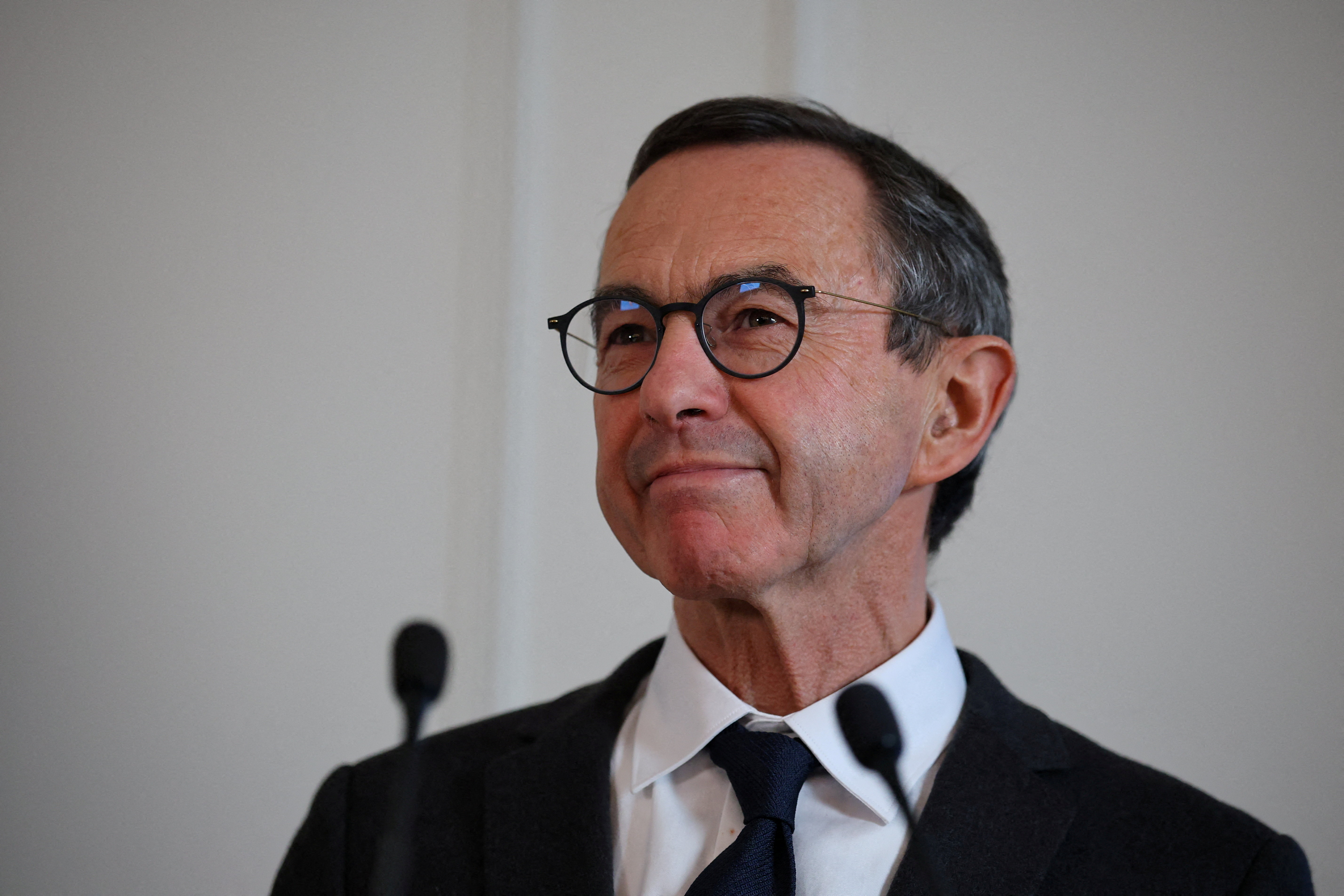 FILE PHOTO: Press conference of LR leader Bruno Retailleau in Paris