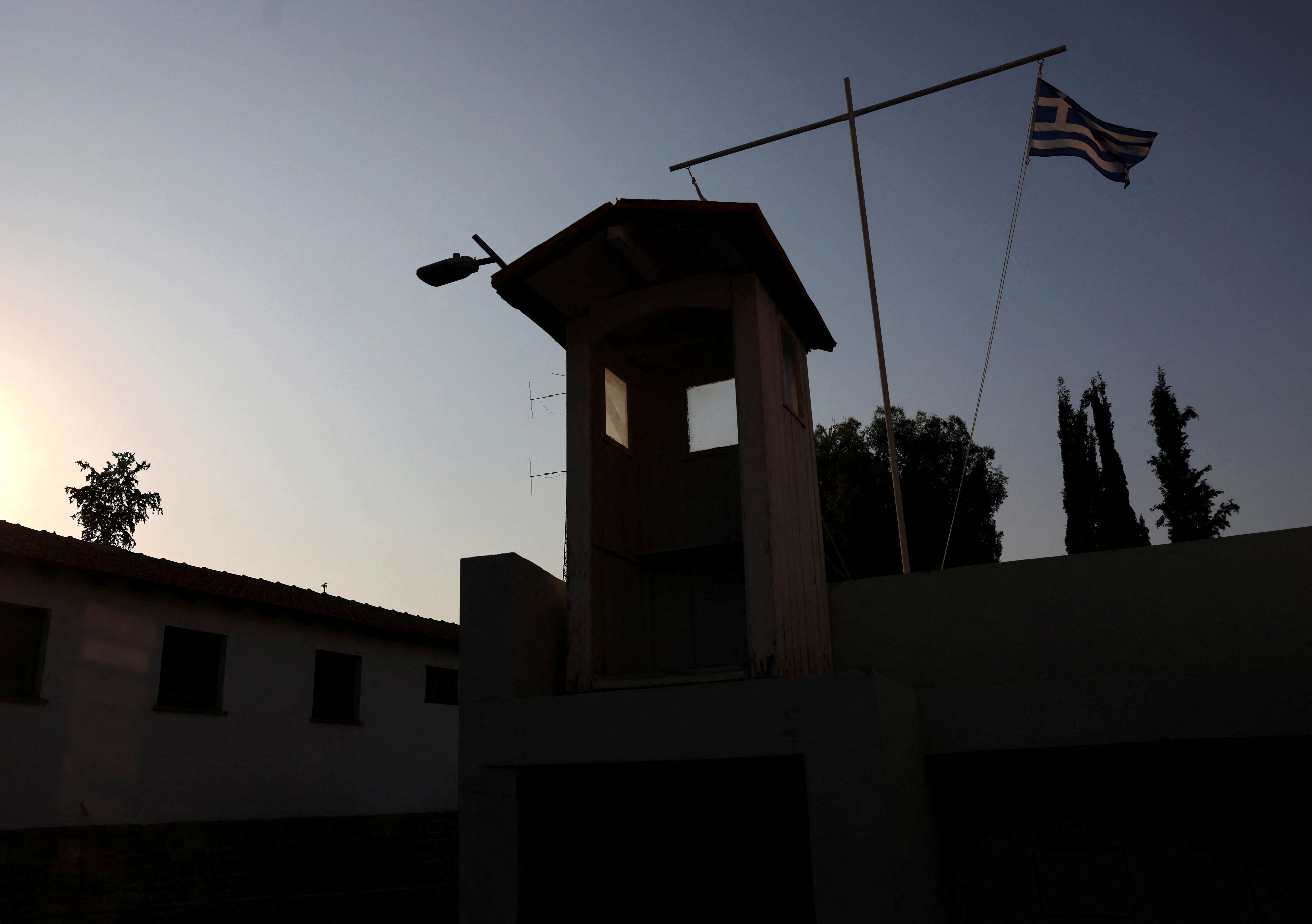 An abandoned outpost is seen near the UN-controlled buffer zone in Nicosia