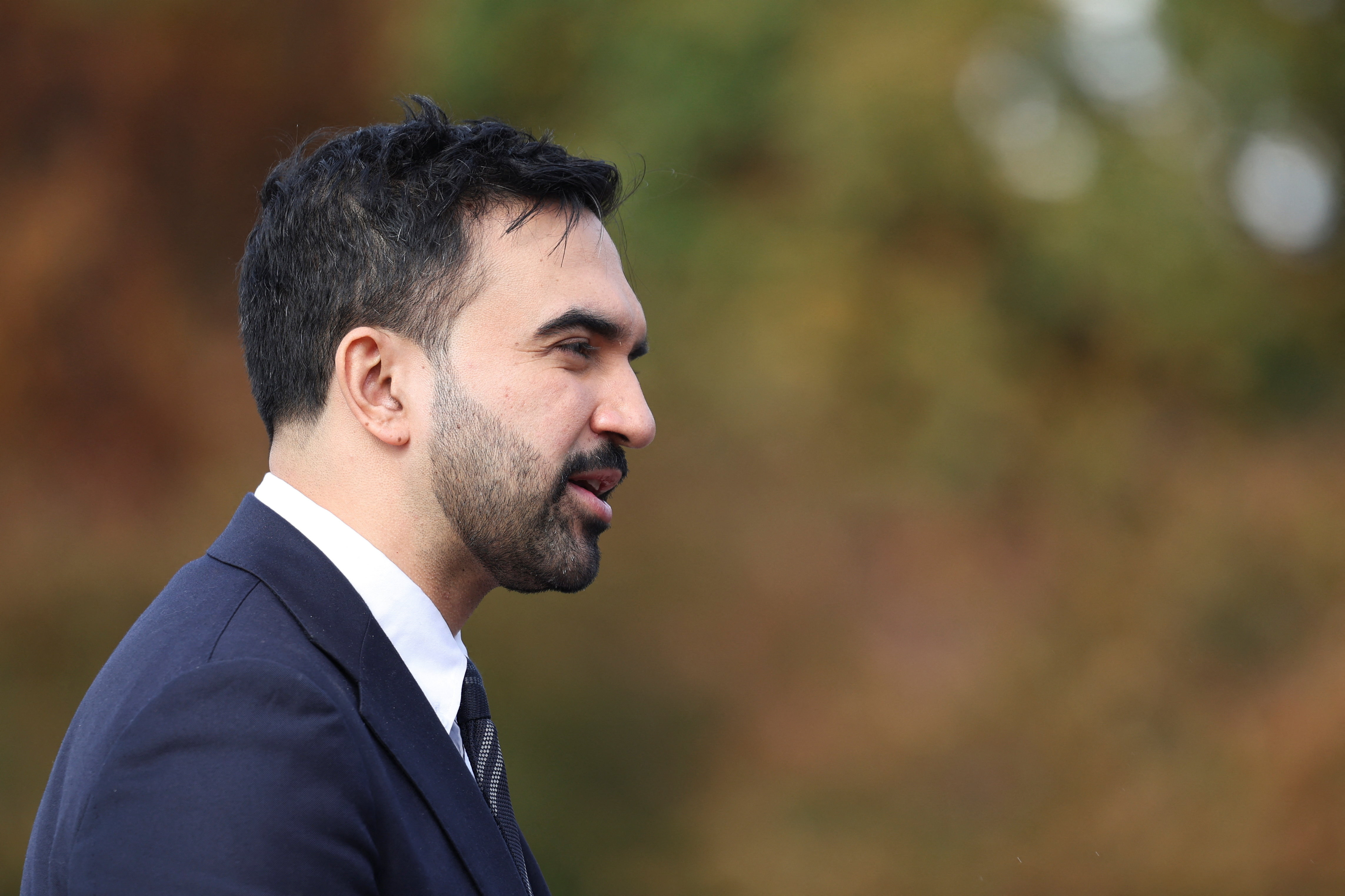 New York City mayor-elect Zohran Mamdani holds a press conference in the Queens borough of New York City