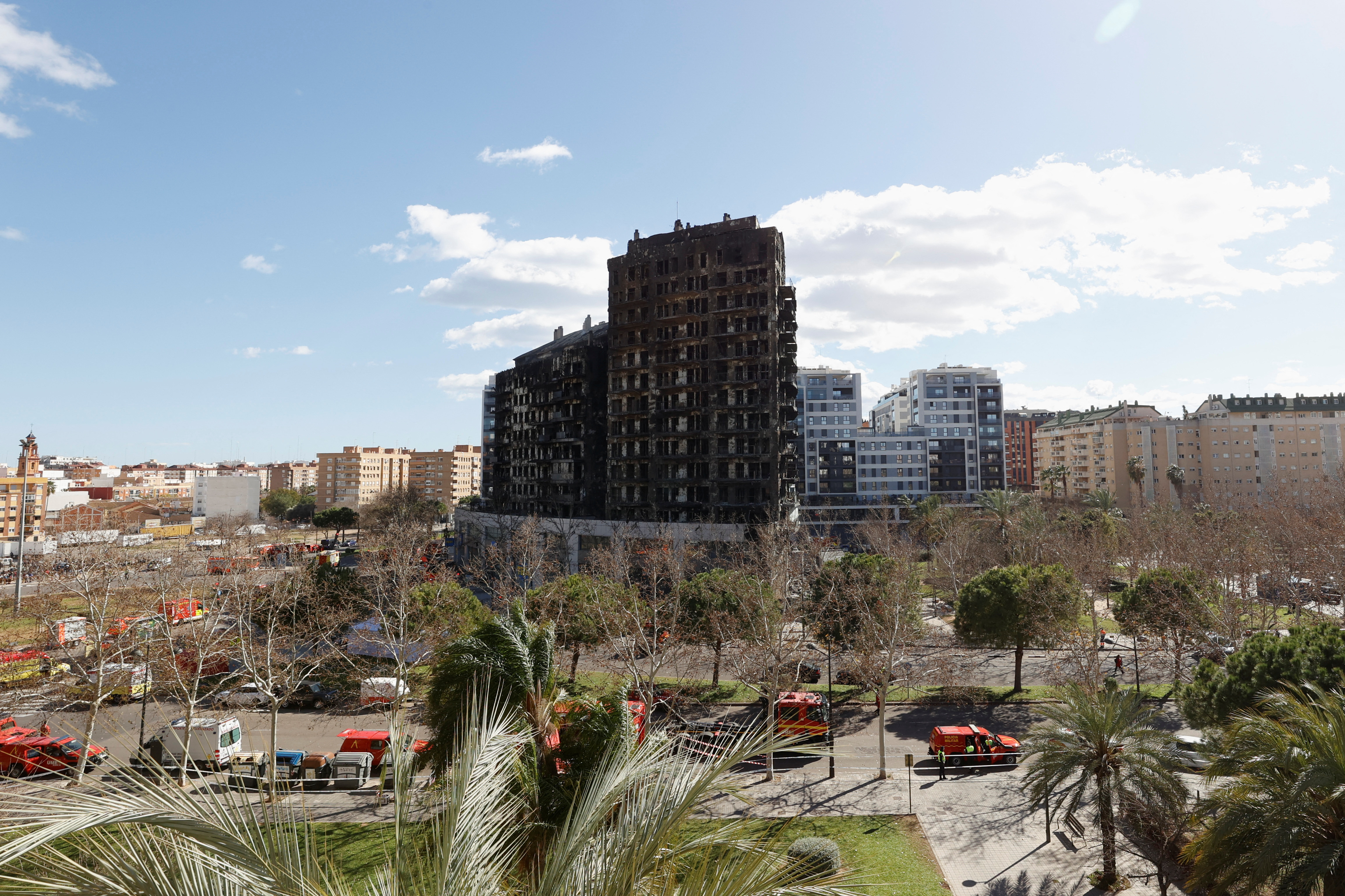Fire of apartment building in Valencia