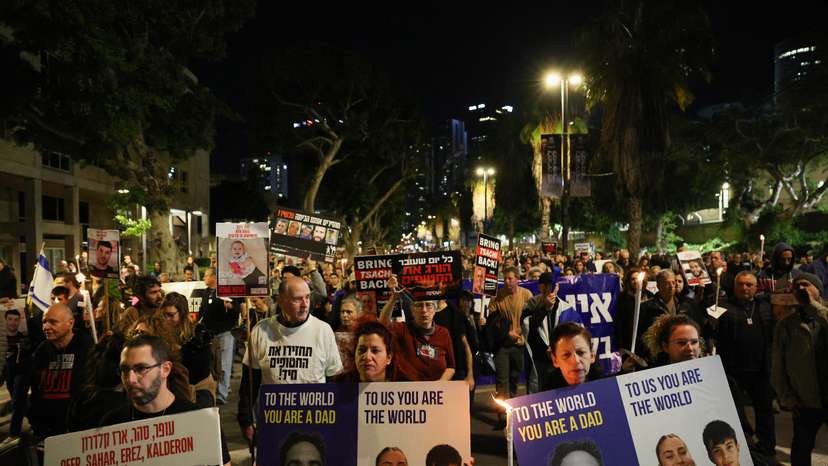 Demonstration following Israel's military announcement that they had mistakenly killed three Israeli hostages in Gaza, in Tel Aviv