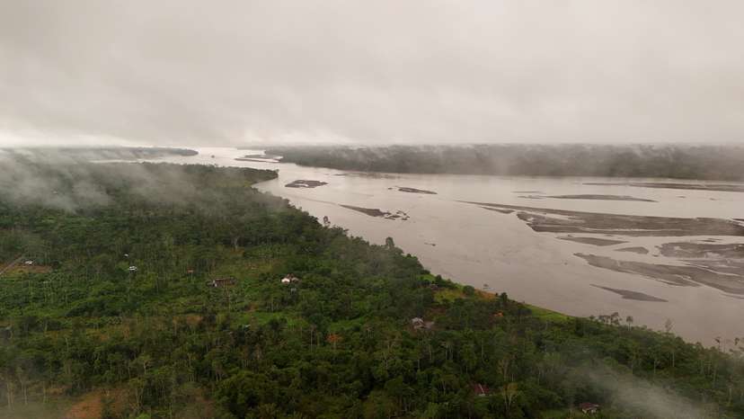 Kichwa community members protest demanding justice and dialogue five years after a devastating oil spill, in Coca