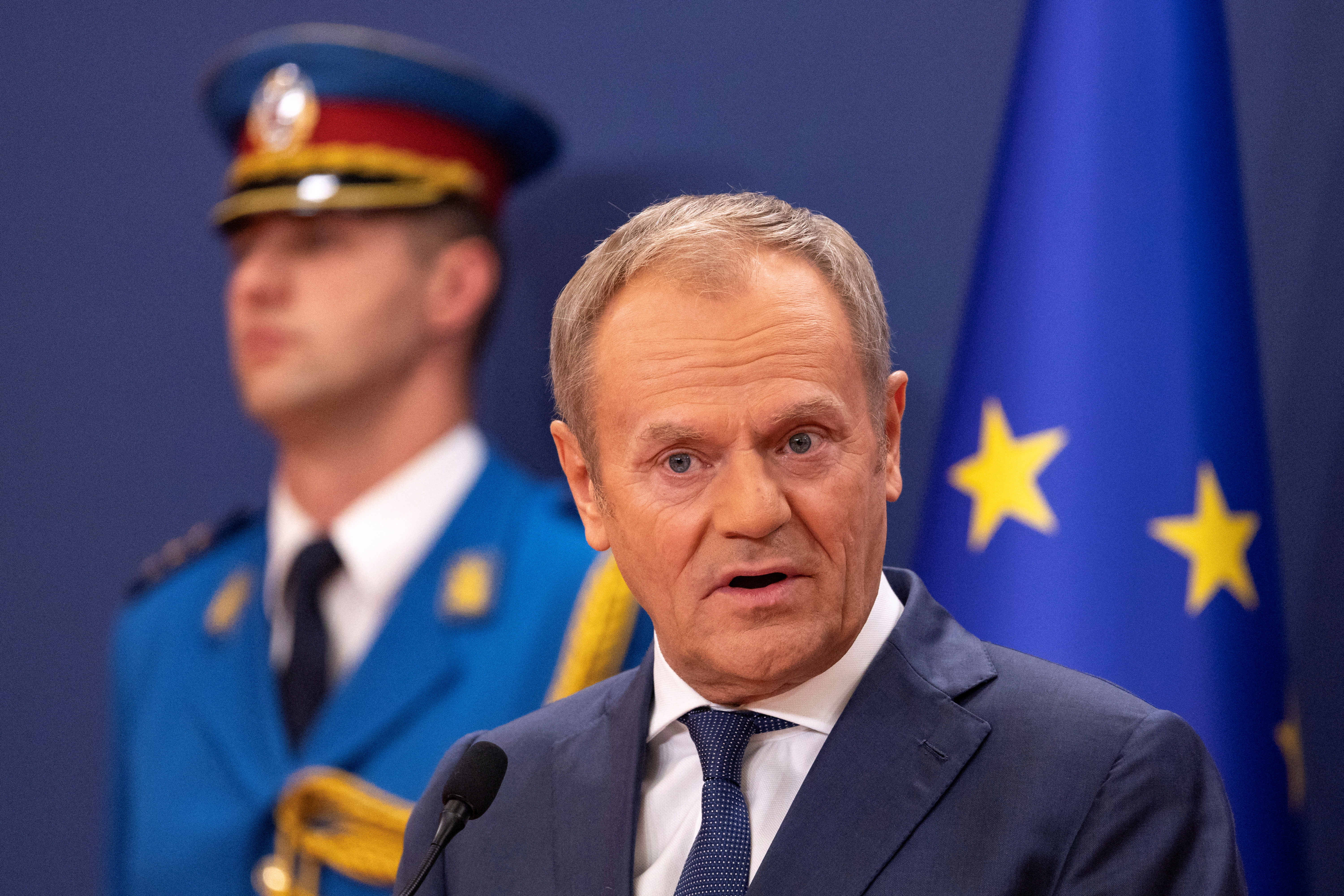 Poland's Prime Minister Donald Tusk visits Serbia