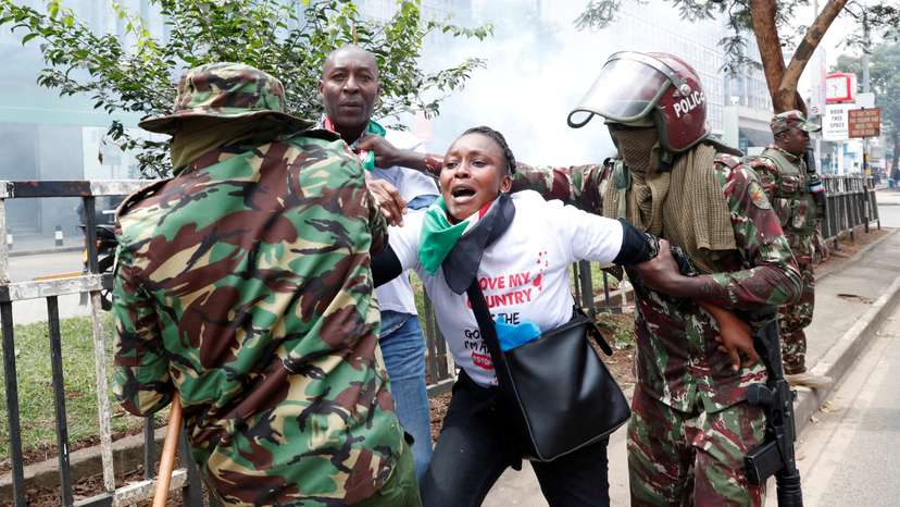 Kenyan anti-government protesters hold a march in Nairobi