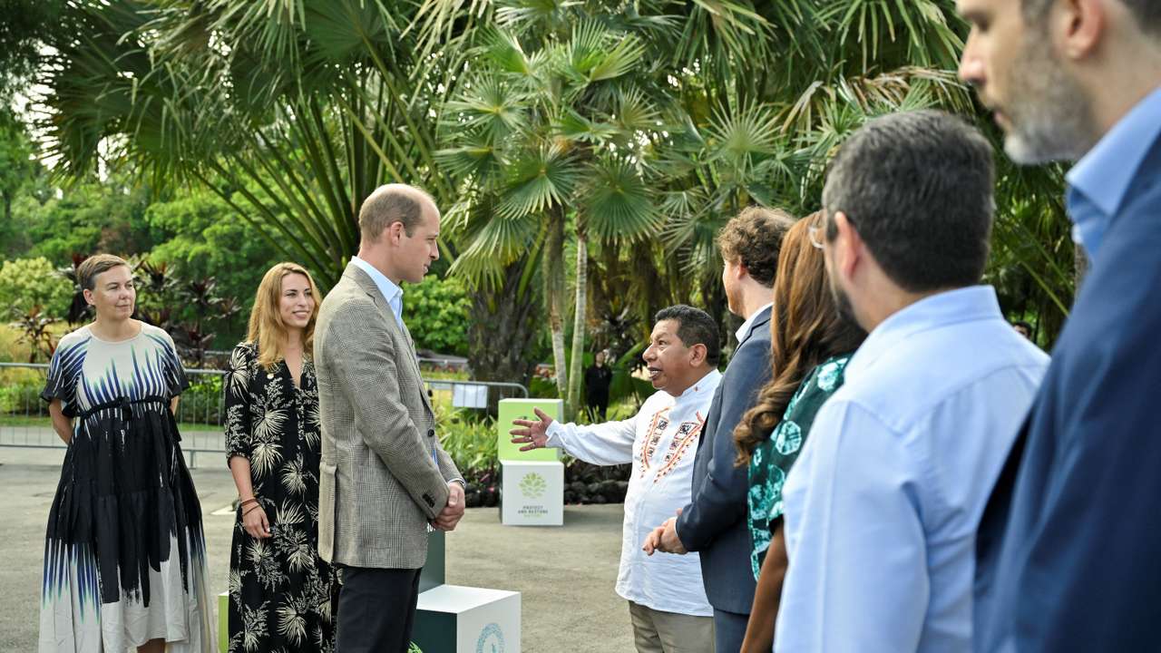 Britain's Prince William meets the 2023 Earthshot Prize Finalists at the base of the Supertrees in Gardens by the Bay in Singapore