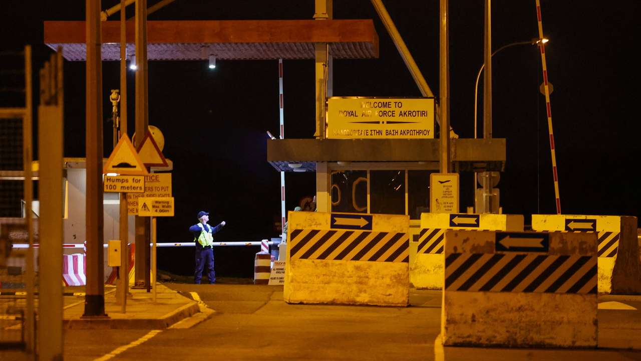 Entrance to the RAF Akrotiri, a British sovereign base in Cyprus