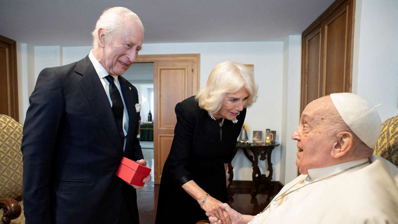 Pope Francis meets with Britain's King Charles and Queen Camilla at the Vatican