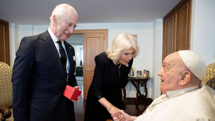 Pope Francis meets with Britain's King Charles and Queen Camilla at the Vatican
