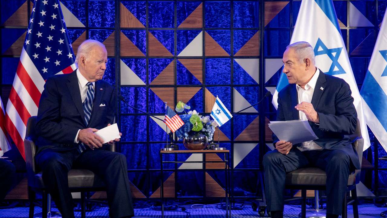 FILE PHOTO: U.S. President Joe Biden meets Israeli Prime Minister Benjamin Netanyahu in Tel Aviv
