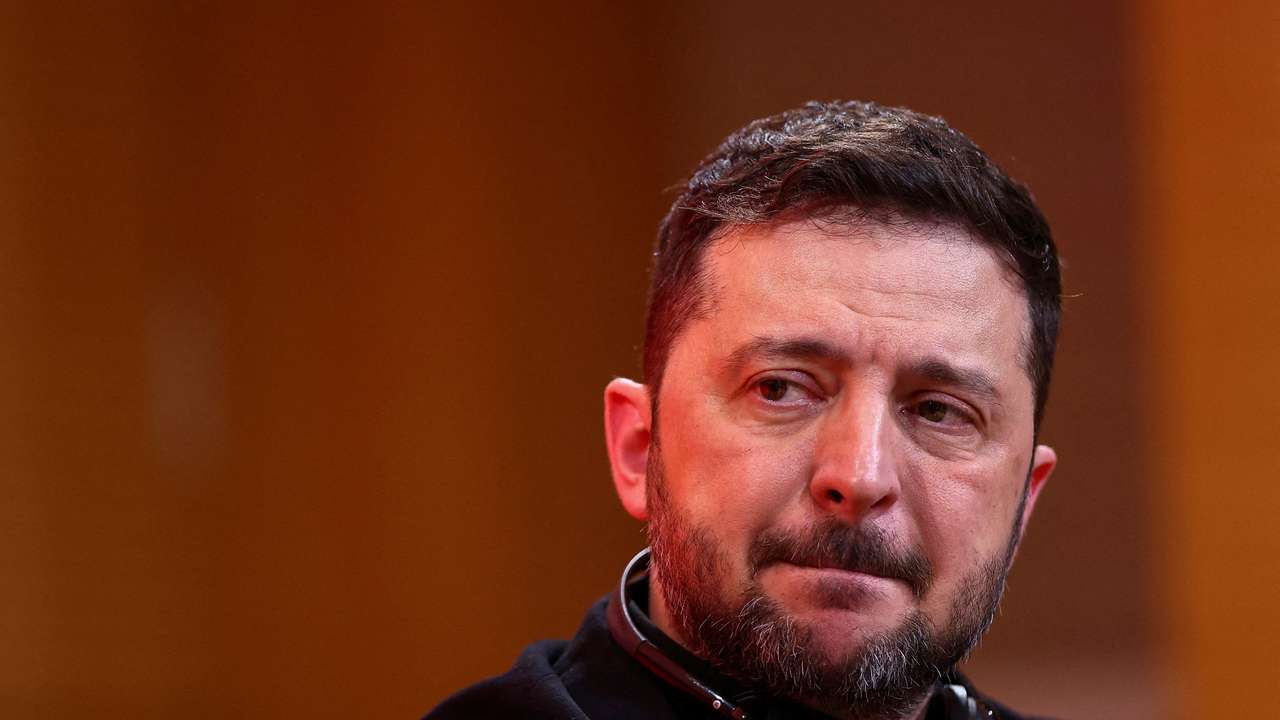 Ukrainian President Volodymyr Zelenskiy attends a panel at Paris's Sciences Po university