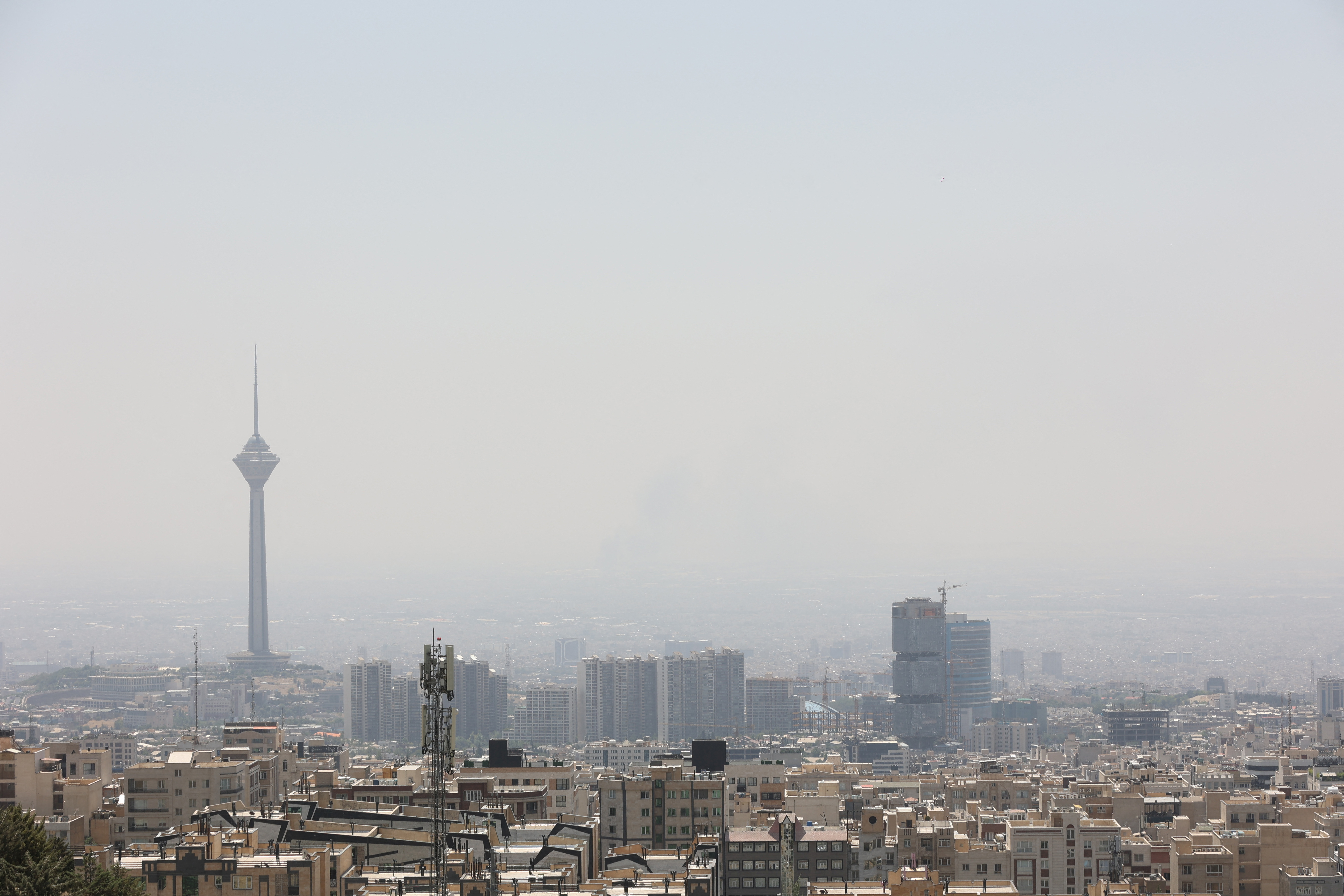 A view of the cityscape in the aftermath of Israeli strikes, in Tehran