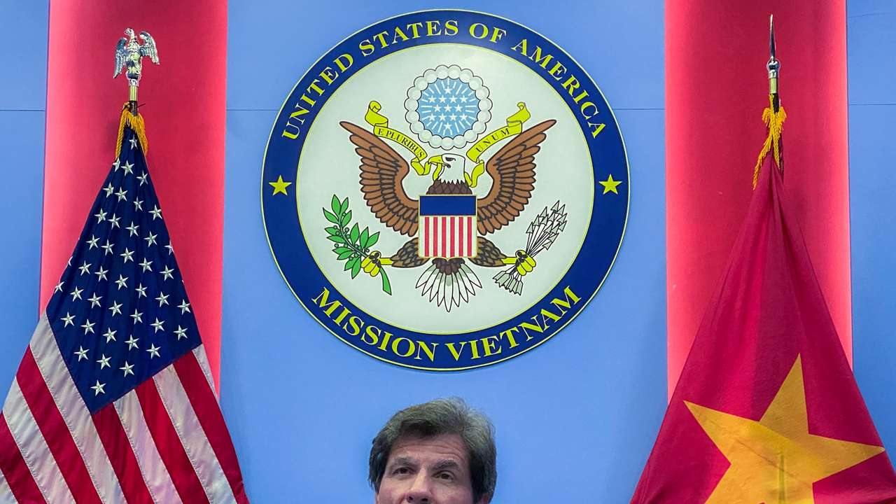 FILE PHOTO: U.S. Undersecretary for Economic Growth, Energy and the Environment Jose W. Fernandez looks on during a news conference in Hanoi