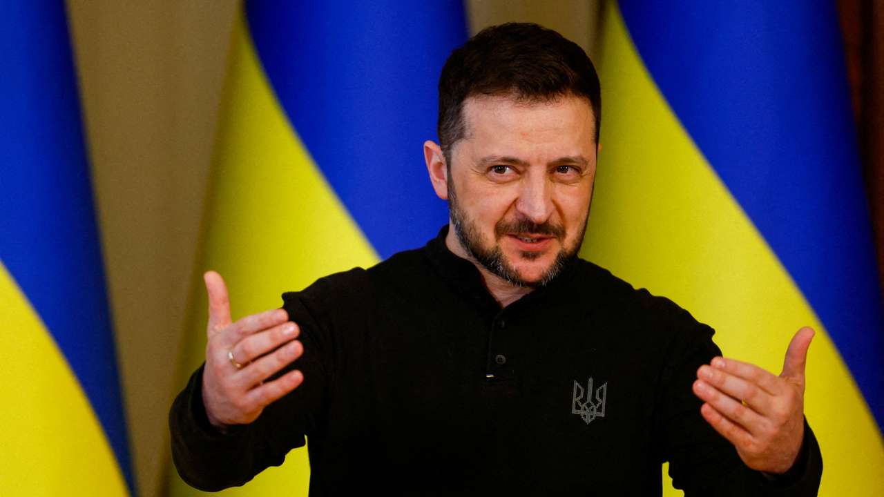 FILE PHOTO: Ukrainian President Zelenskiy's press conference in Kyiv