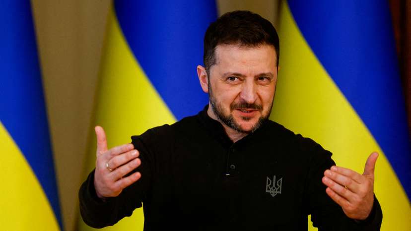 FILE PHOTO: Ukrainian President Zelenskiy's press conference in Kyiv