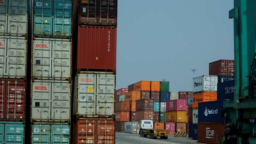 FILE PHOTO: Shipping containers are stored at APM Terminals, in Navi Mumbai