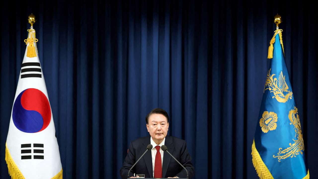 South Korean President Yoon Suk Yeol delivers a speech to declare martial law in Seoul