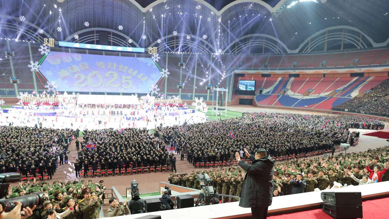 North Korean leader Kim Jong Un attends an event to celebrate the New Year, in Pyongyang