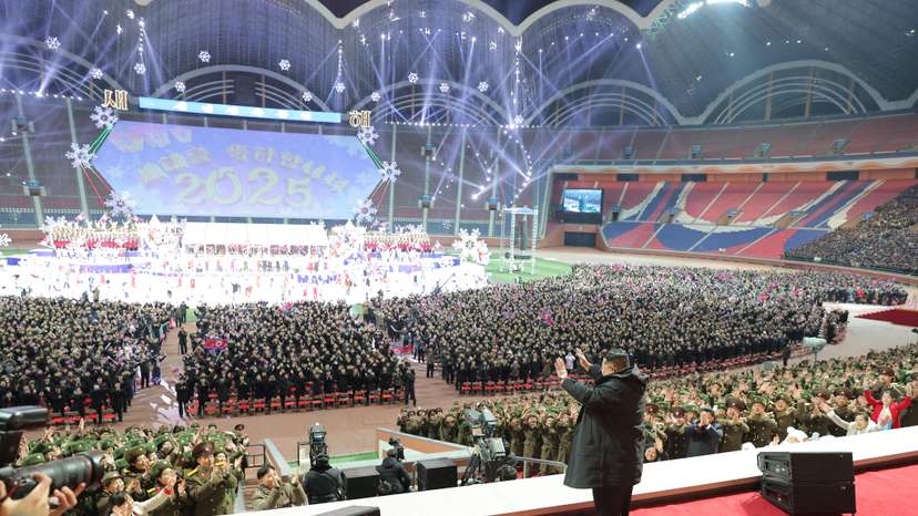 North Korean leader Kim Jong Un attends an event to celebrate the New Year, in Pyongyang
