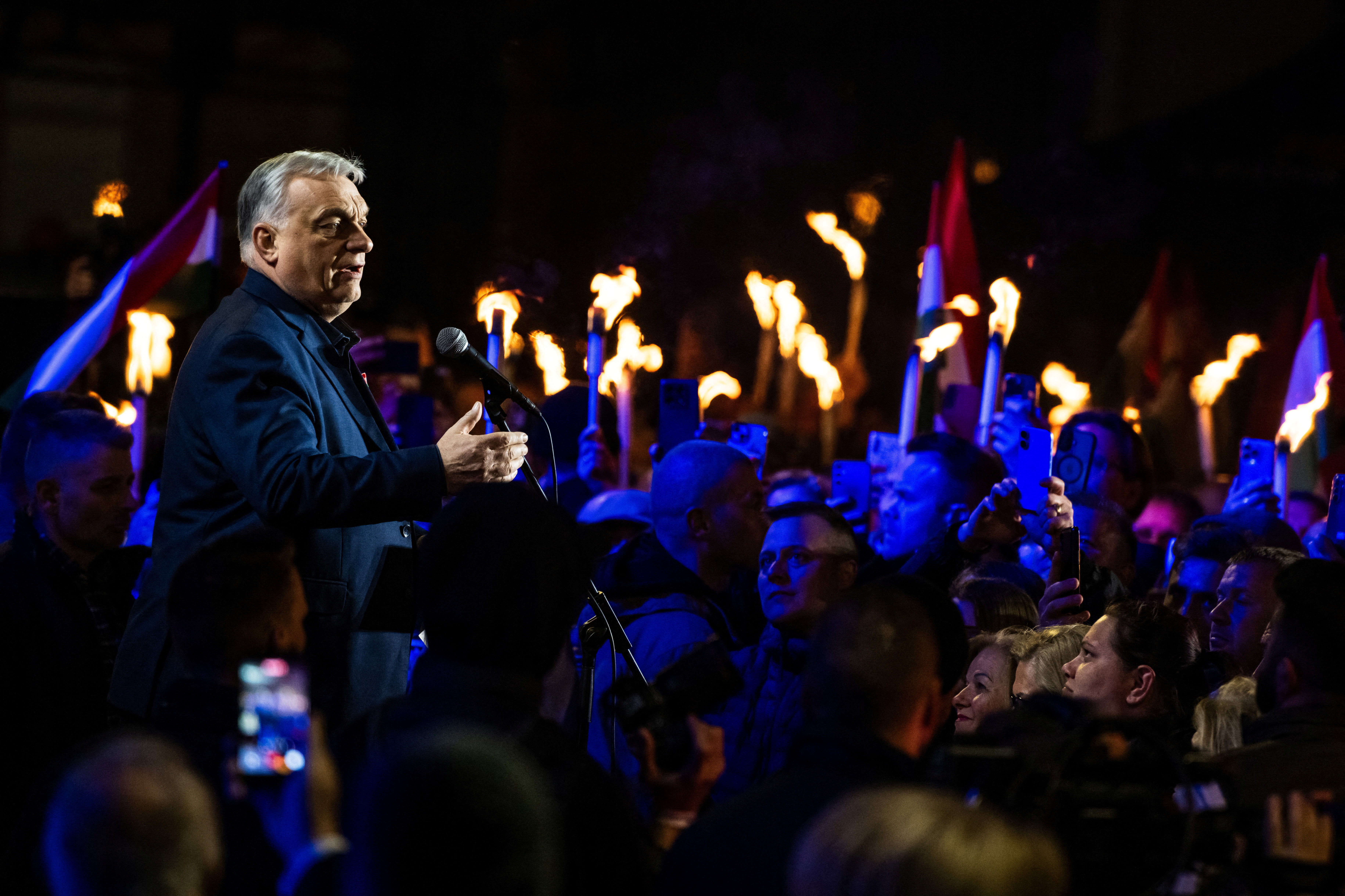 Hungarian Prime Minister Viktor Orban at an election campaign rally