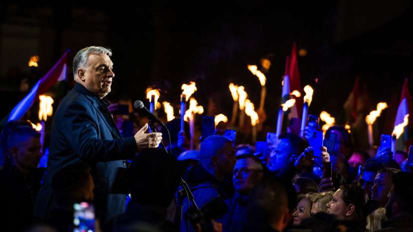 Hungarian Prime Minister Viktor Orban at an election campaign rally