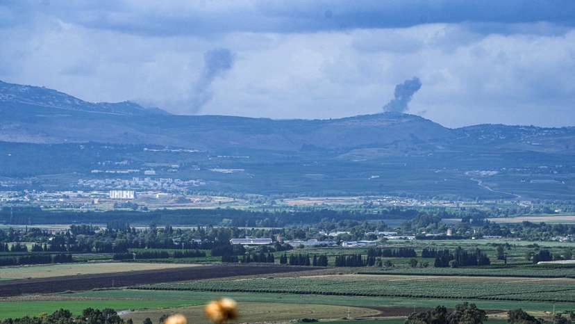 Smoke rises above Lebanon, following an Israeli strike, amid ongoing cross-border hostilities between Hezbollah and Israeli forces, as seen from Israel's border with Lebanon