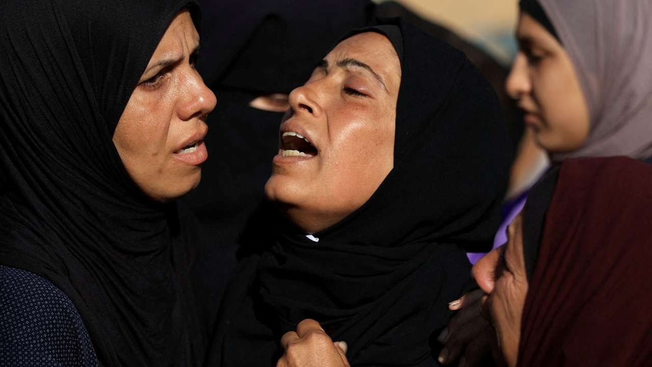 Funeral of Palestinians killed by Israeli fire while seeking aid, in Gaza City