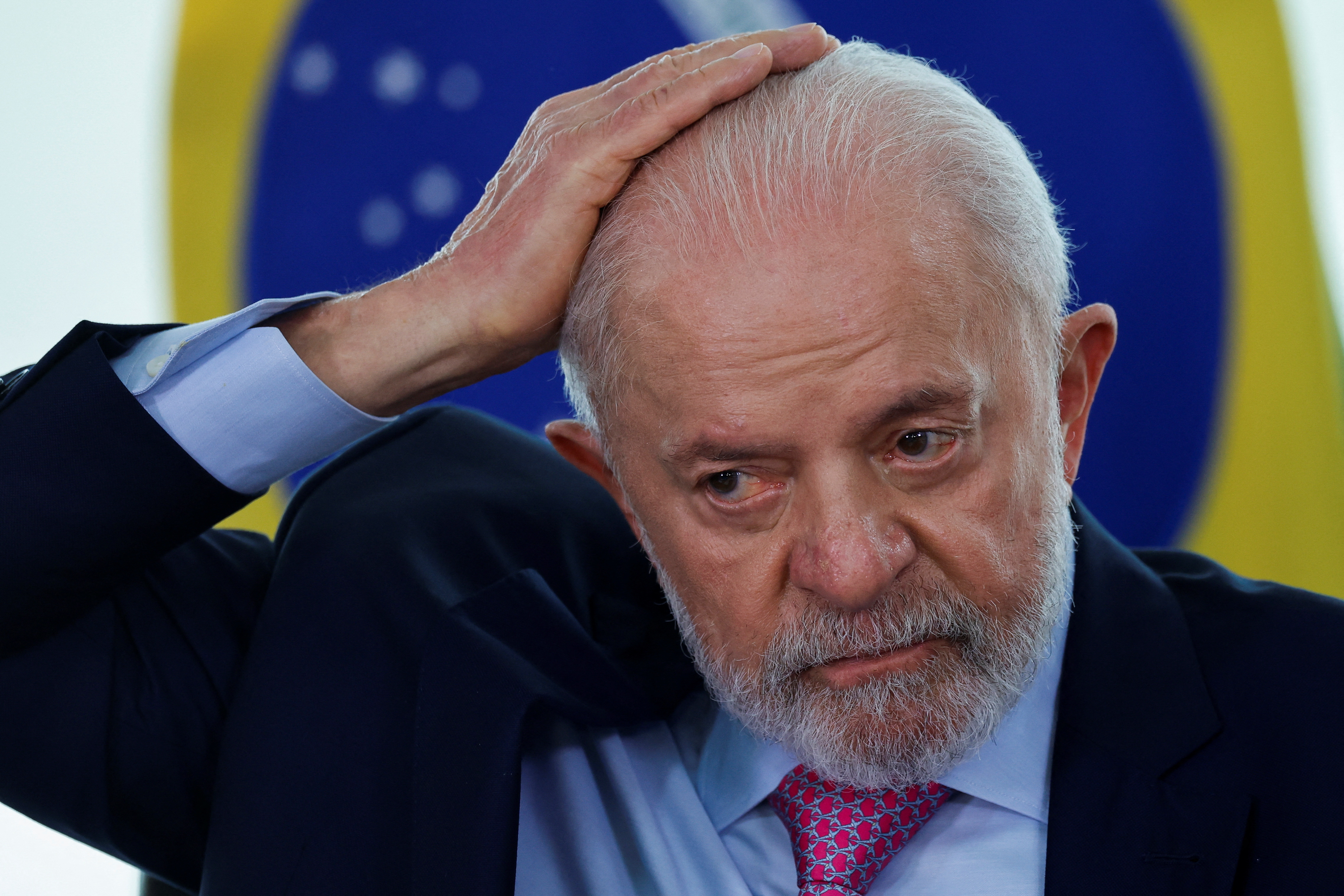 Brazil's President Luiz Inacio Lula da Silva attends a ceremony at the Planalto Palace in Brasilia