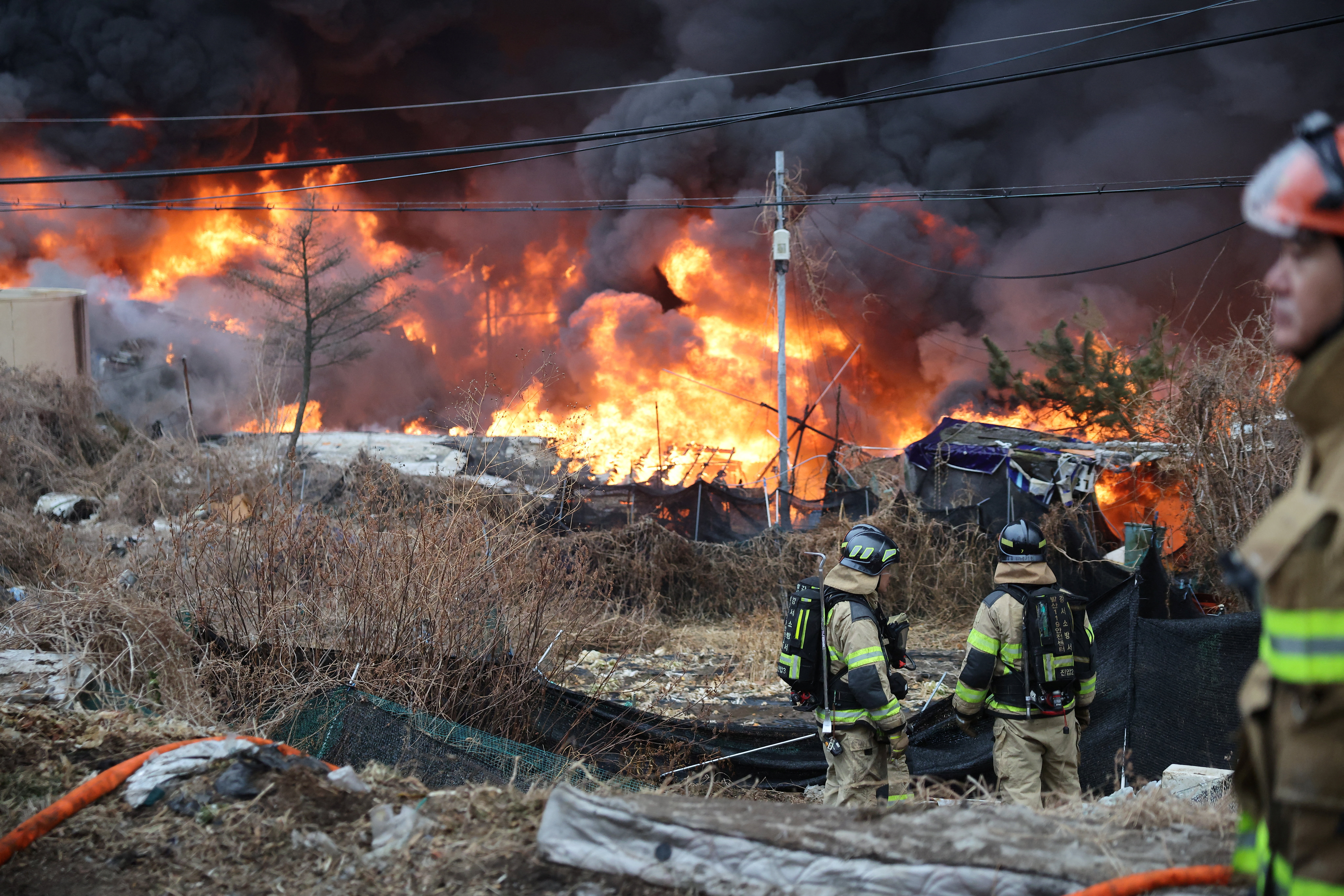 Fire at Guryong village, in Seoul