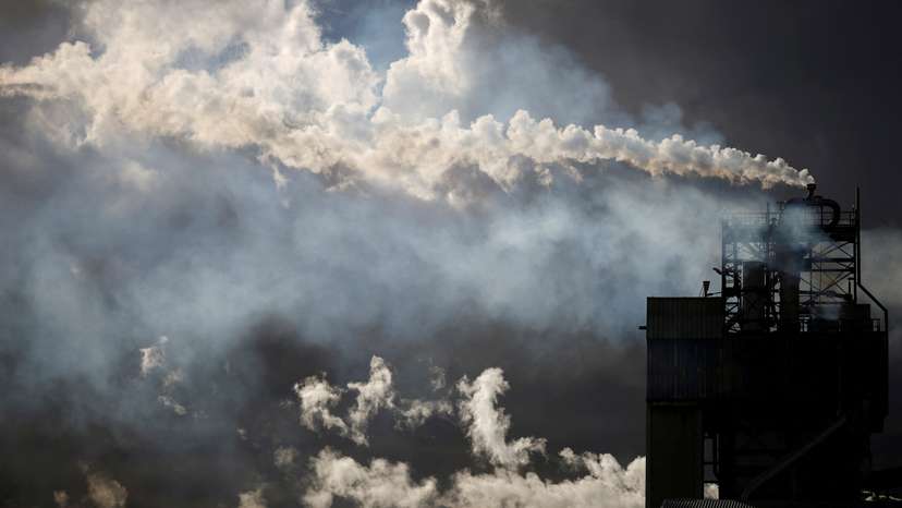Emissions from the chimneys of Yara France plant in Montoir-de-Bretagne near Saint-Nazaire