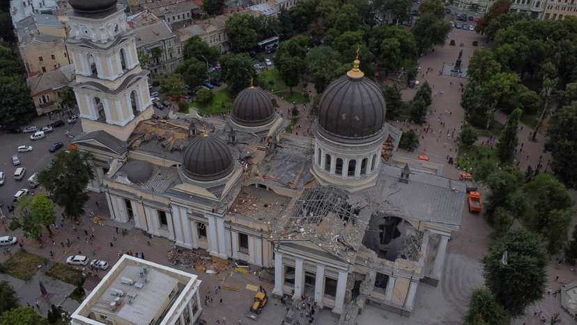 FILE PHOTO: Aftermath of a Russian missile attack in Odesa