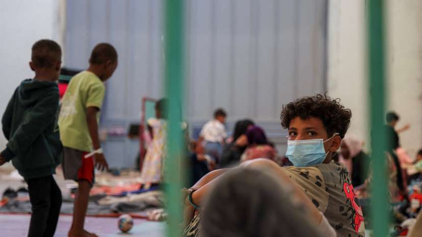 Newly-arrived migrants on the island of Crete