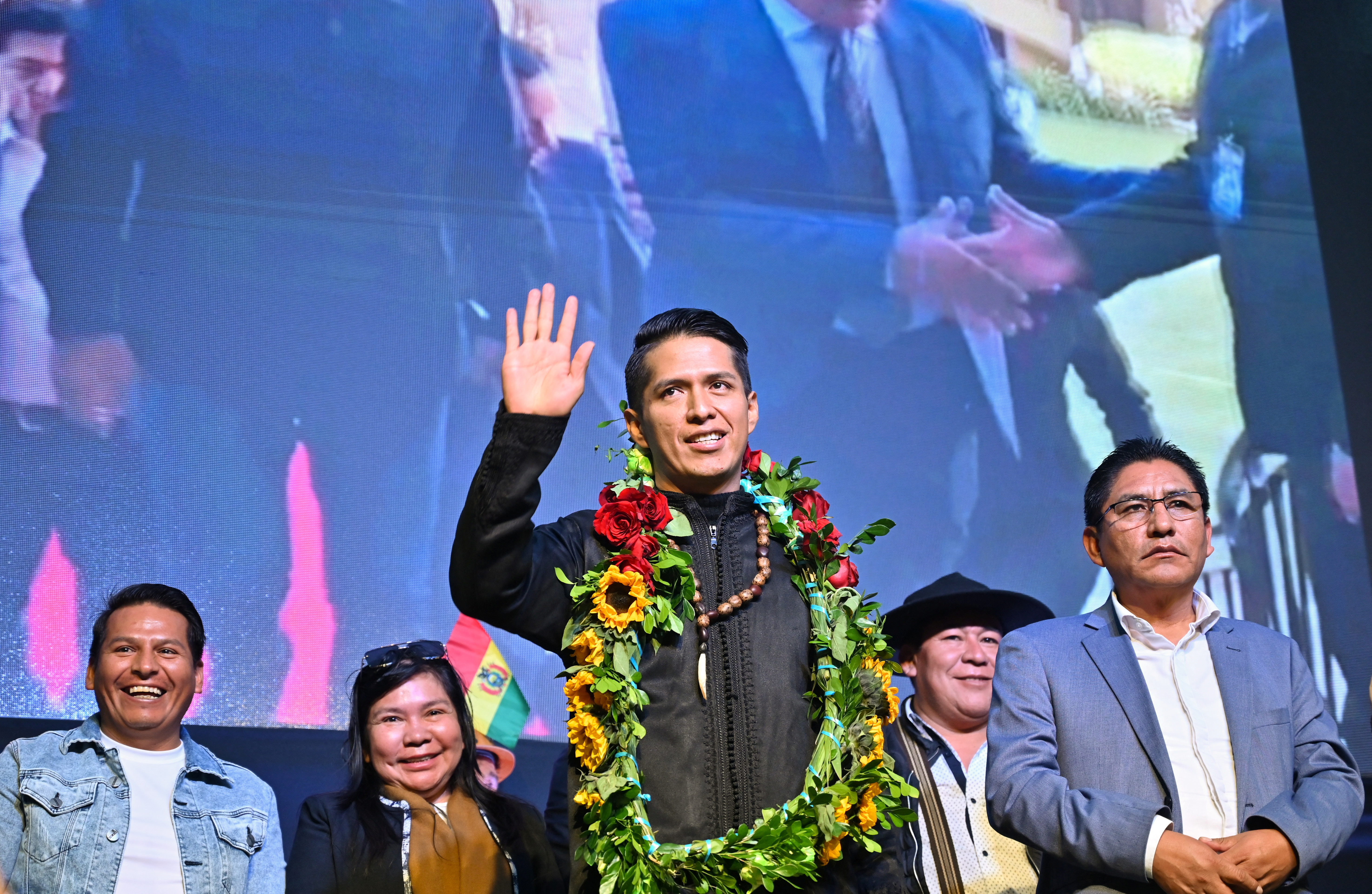 Andronico Rodriguez announces his candidacy for Bolivia's president, in La Paz