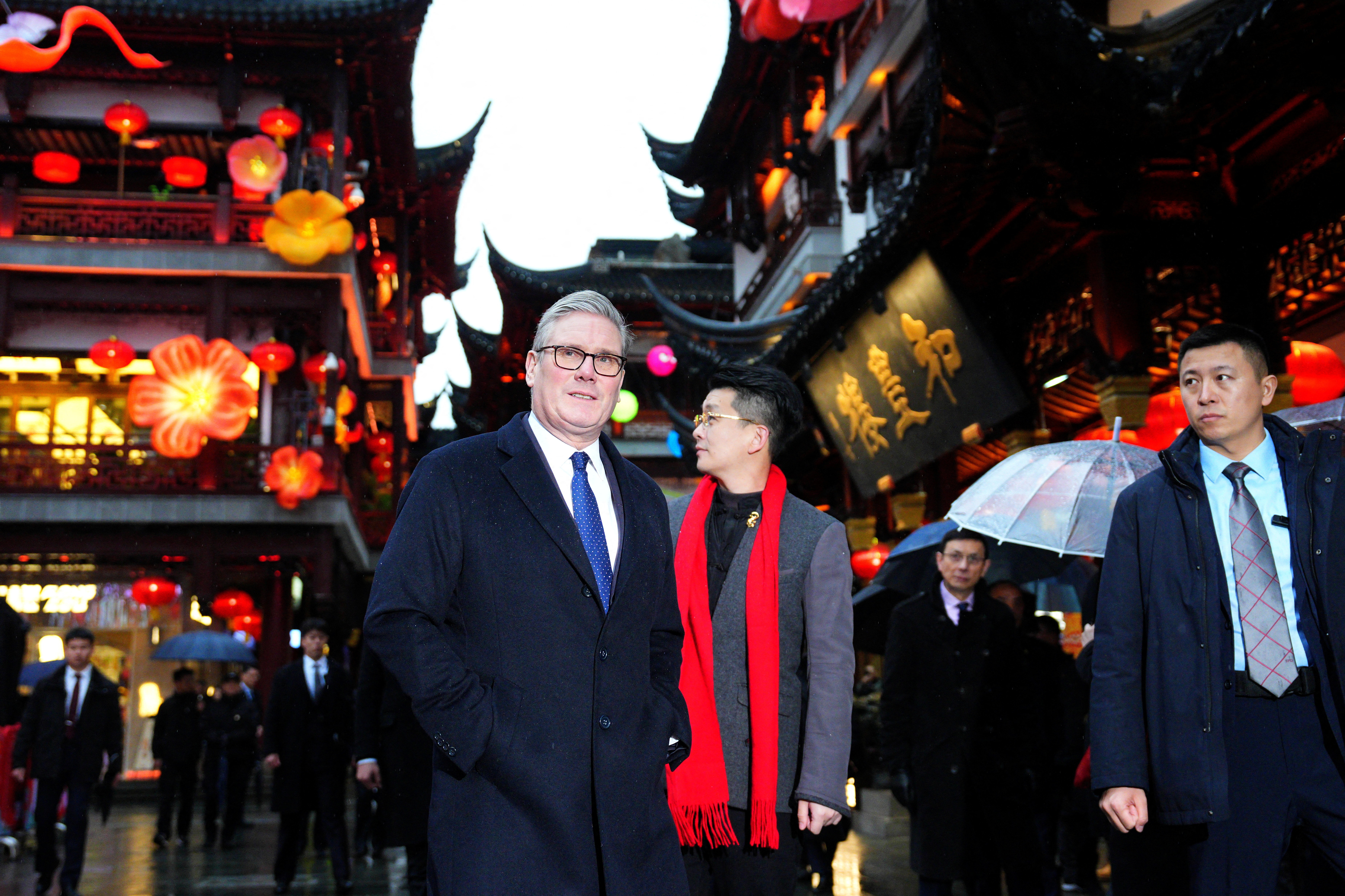Britain's Prime Minister Keir Starmer visits Yuyuan Gardens