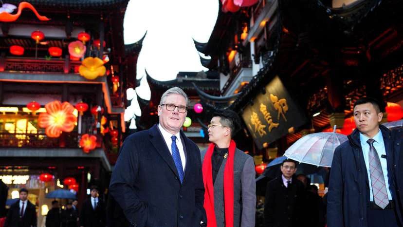 Britain's Prime Minister Keir Starmer visits Yuyuan Gardens