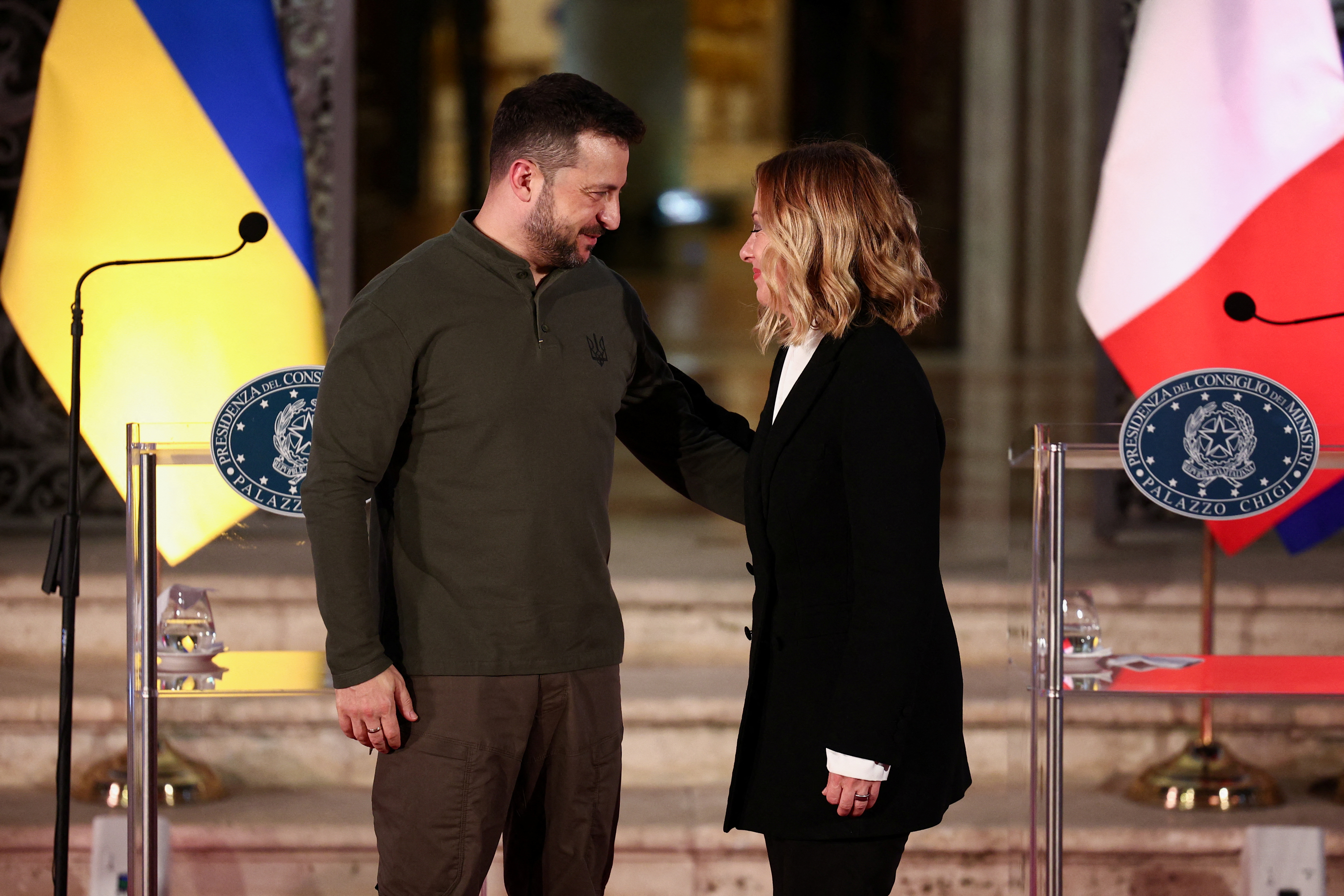 Ukraine's President Zelenskiy meets with Italian PM Meloni