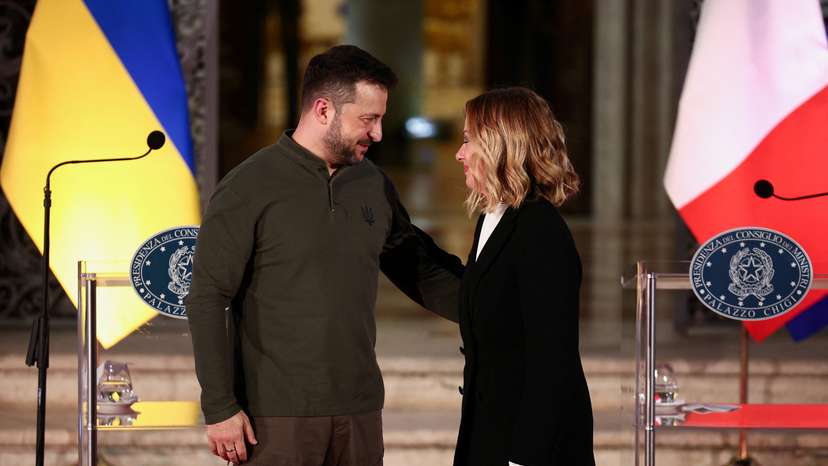 Ukraine's President Zelenskiy meets with Italian PM Meloni