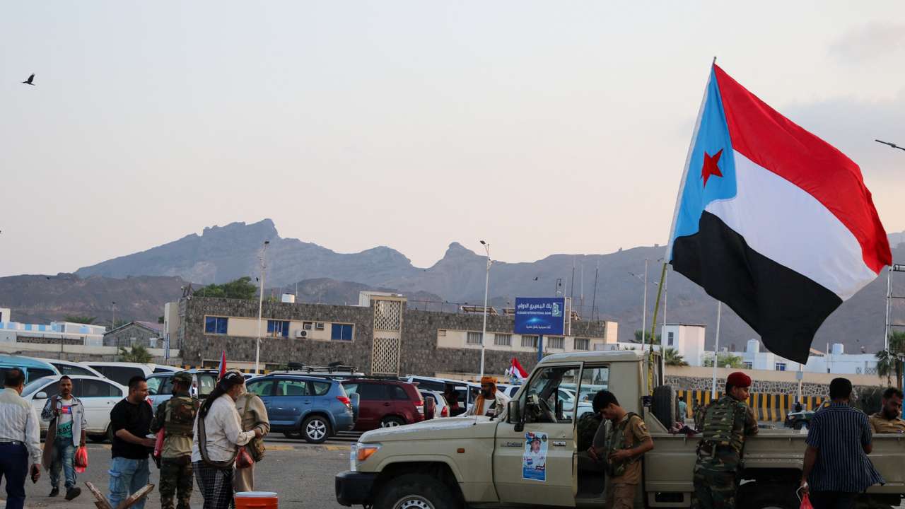 Supporters of the UAE-backed separatists rally in Aden