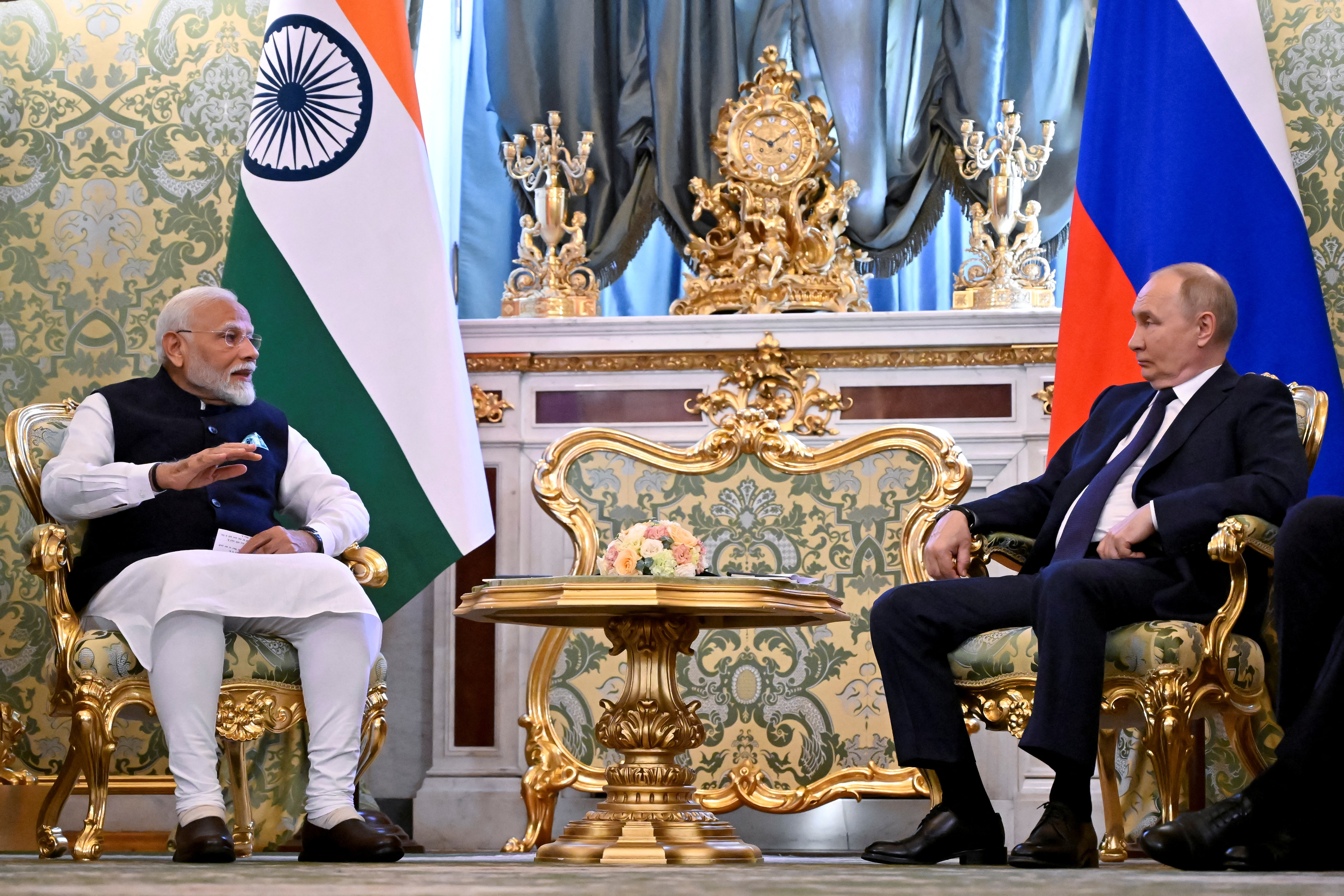 Russia's President Vladimir Putin meets with India's Prime Minister Narendra Modi in Moscow
