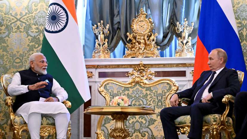 Russia's President Vladimir Putin meets with India's Prime Minister Narendra Modi in Moscow