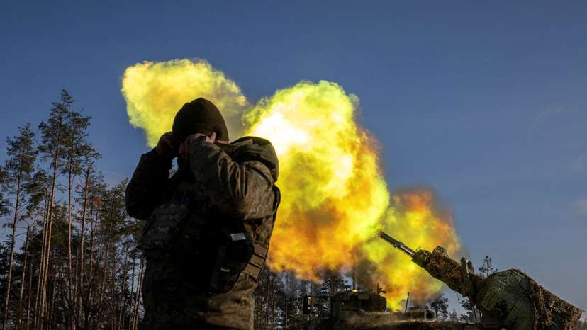 A Swedish-made Archer self-propelled howitzer of Ukraine’s 45th separate artillery brigade fires at Russian positions in the Donetsk region