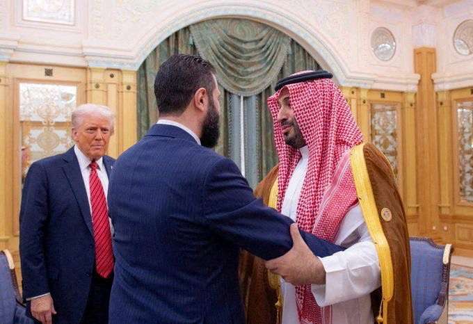 Syrian President al-Sharaa meets with U.S. President Trump and Saudi Crown Prince Mohammed Bin Salman in Riyadh
